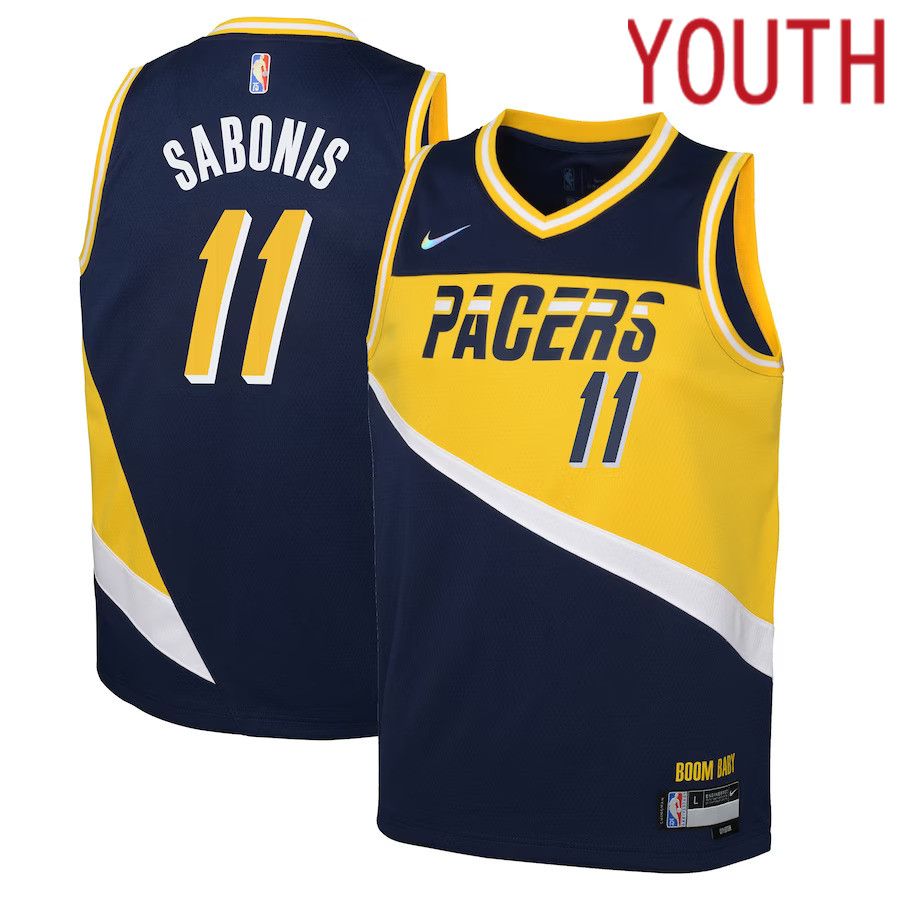 Youth Indiana Pacers #11 Domantas Sabonis Nike Navy City Edition Swingman NBA Jersey
